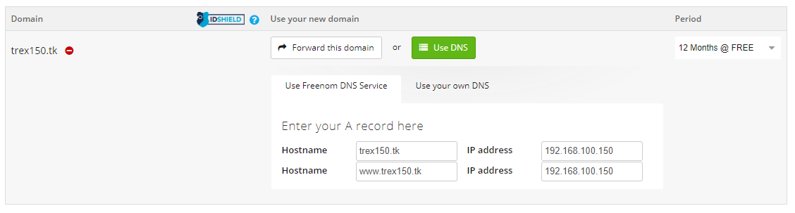 Freenom com настройка dns