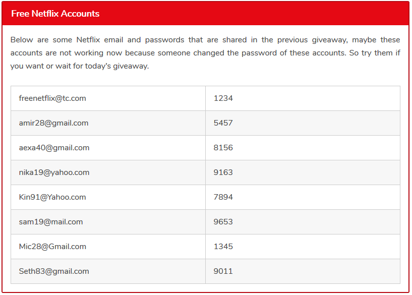 netflix free accounts and passwords 2021